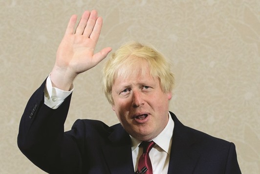 Brexit campaigner and former London mayor Boris Johnson waves after addressing a press conference in central London yesterday.