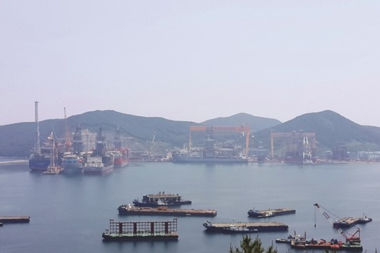 Daewoo Shipbuilding and Marine Engineeringu2019s shipyard in Geoje, South Korea. Shipments from the worldu2019s sixth-largest exporter fell 2.7% in June on-year to $45.3bn, the smallest decline since June last year, data from the ministry of trade, industry and energy showed yesterday.