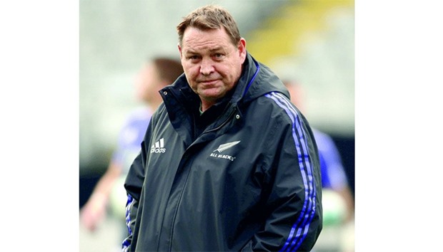 New Zealand All Blacks coach Steve Hansen looking on during a training session in Auckland. (AFP)