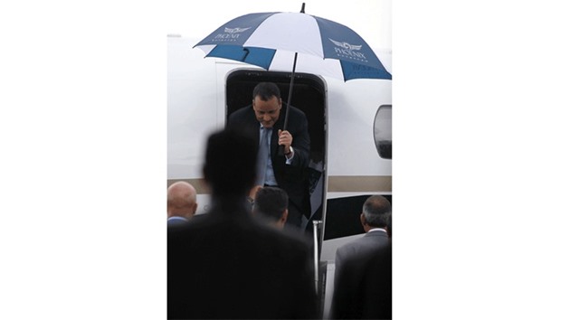 UN special envoy to Yemen Ismail Ould Cheikh Ahmed disembarks his plane upon his arrival at Sanaau2019s International Airport yesterday.
