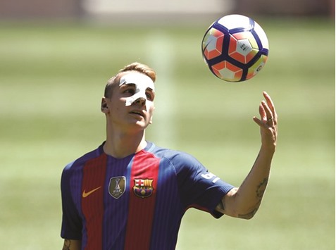 Defender Lucas Digne joined Barcelona from Paris Saint-Germain. (Reuters)