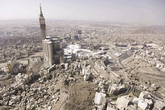 An aerial view of the Grand Mosque in the holy city of Makkah.