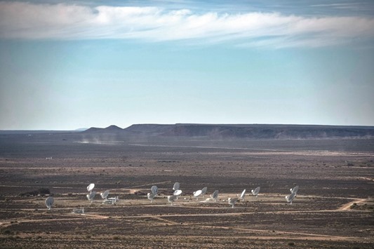The ensemble of the dishes forming South Africau2019s MeerKAT radio telescope is seen in Carnarvon yesterday.