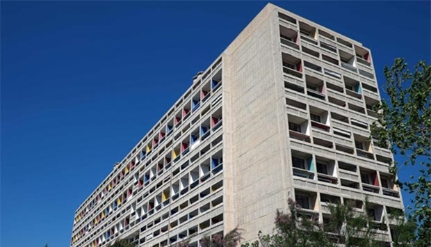 A view of the ,Cite Radieuse, (Radiant City) also known as ,Maison du Fada, or ,The Nutter's House, designed by Swiss-French architect Le Corbusier and built in rough-cast concrete between 1947-1952, in Marseille, southern France.