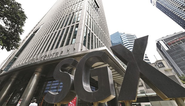 A frontal view of the Singapore Exchange building. The average credit quality of firms listed on the SGX has deteriorated over the past five years as the ratio of operating earnings to interest expenses weakened to 2.2 times from 7.3 times, according to Bloomberg data.