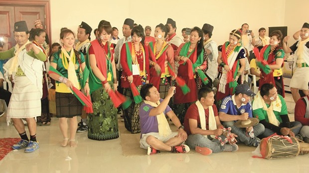 Artistes performing Bhume dance.