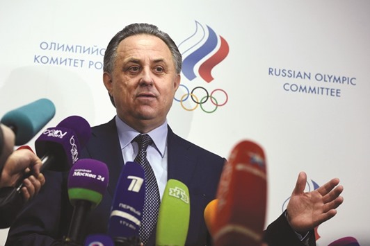 This file photo taken on January 16, 2016 shows Russiau2019s Sports Minister Vitaly Mutko addressing the media during the election of a new chief of Russiau2019s athletics federation (ARAF) in Moscow. Russia operated a state-dictated doping system during the 2014 Sochi Winter Olympics and other events, an independent investigator said Monday.