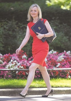 Britainu2019s Justice Secretary, Liz Truss arrives for a cabinet meeting in Downing Street in London, Britain July 19, 2016.