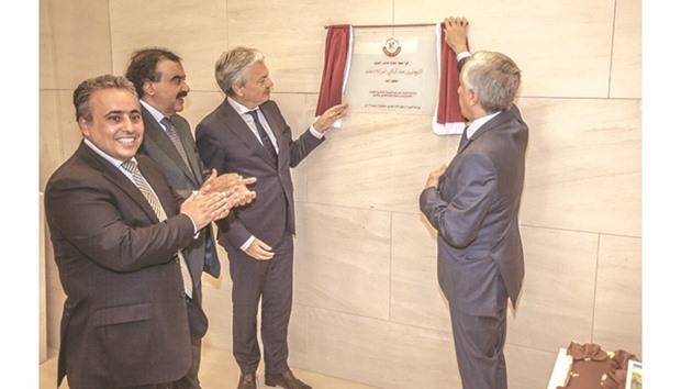 Belgian Deputy Prime Minister and Minister of Foreign Affairs Didier Reynders and HE the Minister of State for Foreign Affairs Sultan bin Saad al-Mureikhi inaugurating the new embassy headquarters in Brussels.