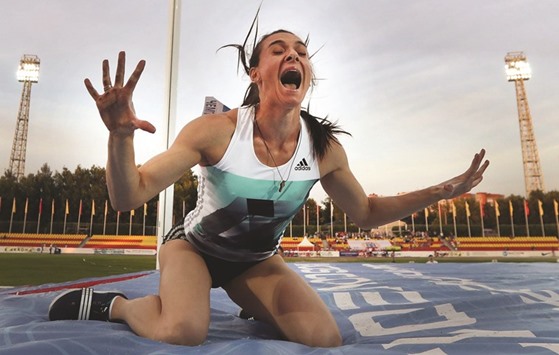 This file photo taken on June 21, 2016 shows Russian pole vaulter Yelena Isinbayeva reacting during a national Athletics Championship in Cheboksary. The Court of Arbitration for Sport yesterday dismissed a Russian appeal against a ban imposed by athletics governing body over state-run doping that rules the country out of the Rio Olympics track and field. The decision will now see Russian athletics stars such as pole vaulter Yelena Isinbayeva and hurdler Sergey Shubenkov miss out on Rio.