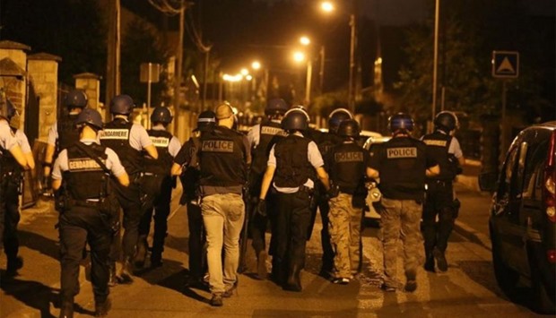 Police patrolling the streets in the Val d'Oise region.