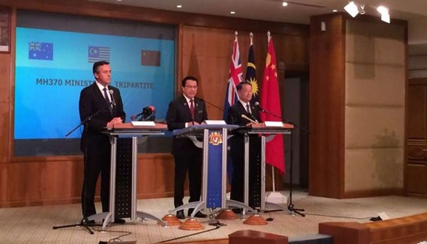 Malaysian Transport Minister Liow Tiong Lai (centre) speaks at the press conference in Kuala Lumpur, with his counterparts from Australia and China. Picture courtesy: The Straits Times
