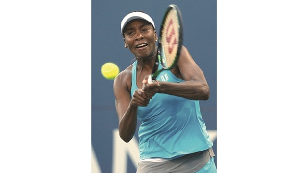 Venus Williams competes against Catherine Bellis during the Bank of the West Classic at the Stanford University Taube Family Tennis Stadium in Stanford, California.