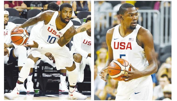 Kyrie Irving (left) Kevin Durant will lead a star-studded United States team at the Rio Olympics. (AFP)