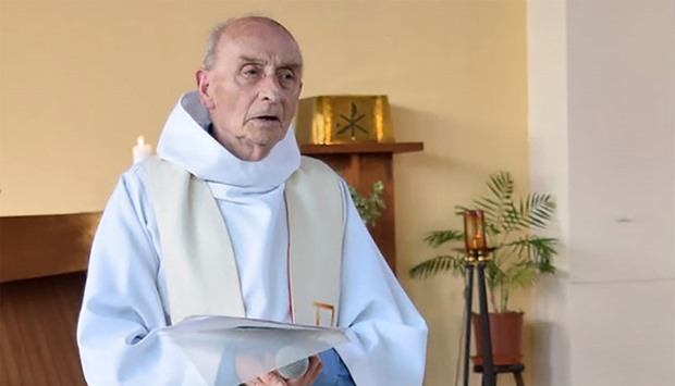 Late priest Jacques Hamel celebrating a mass on June 11, 2016 in the church of Saint-Etienne-du-Rouvray, Normandy. Picture from website of the Saint-Etienne-du-Rouvray parish.
