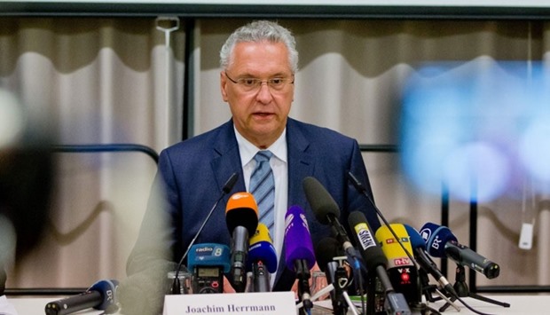 Bavarian Interior minister Joachim Herrmann attends a press conference on July 25, 2016 in Ansbach following an attack by a Syrian refugee during a music festival.