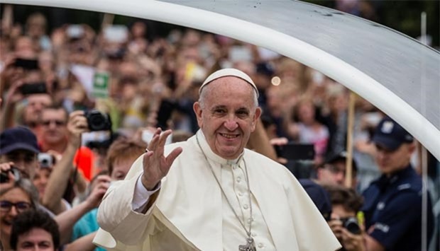 Pope Francis greets the faithful in Czestochowa, Poland on Thursday.