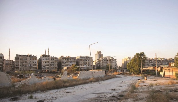 A view of Karaj al-Hajz corridor, a passage in rebel-held Aleppo leading towards the Syrian government controlled area of Masharqa neighbourhood.
