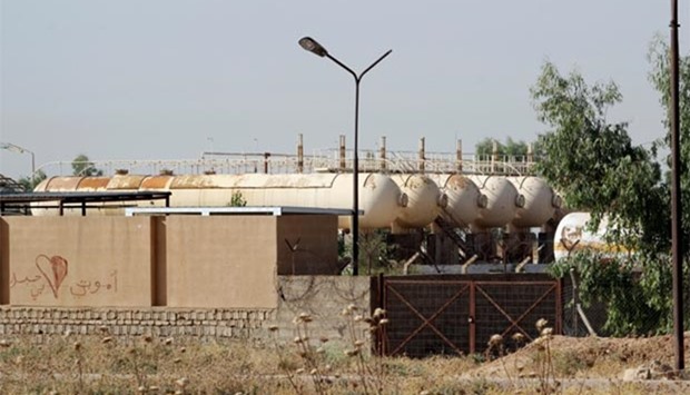 The AB2 gas compressor station, northwest of Kirkuk, is seen after militants attacked it on Sunday.