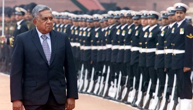S R Nathan inspects an honour guard during a visit to New Delhi in this file photo taken on January 4, 2003.