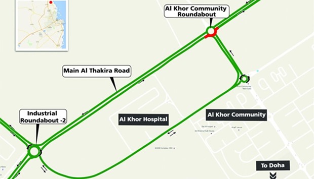 Partial closure at Al Khor Community Roundabout