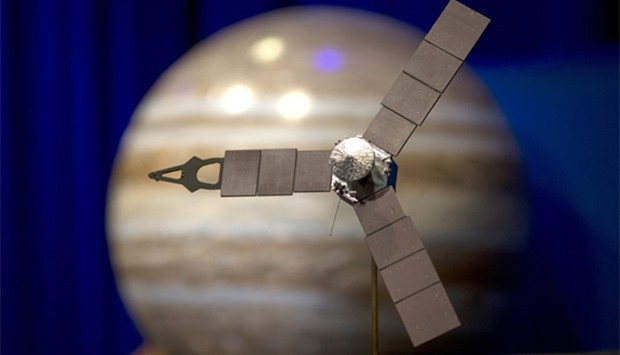 A desktop model of the Juno spacecraft