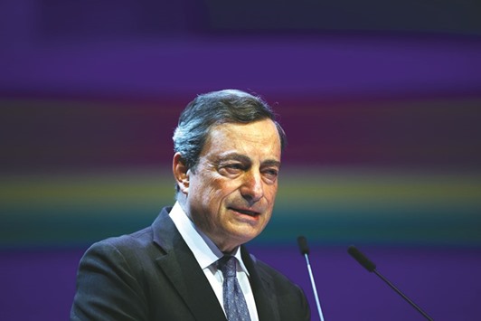 ECB president Mario Draghi delivers a lecture during the Economic Forum in Brussels. Draghi has been counting on a slow inflation pick-up in the second half as oil prices stabilise and the region continues its moderate recovery.