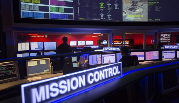 The mission control room of the JPL Space Flight Operations Facility is seen at JPL as NASA officials and the public look forward to the Independence Day arrival of the the Juno spacecraft to Jupiter, at JPL on June 30, 2016 in Pasadena, California.