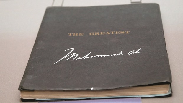 A signed 130-page production-used script of The Greatest by Muhammad Ali in 1977.