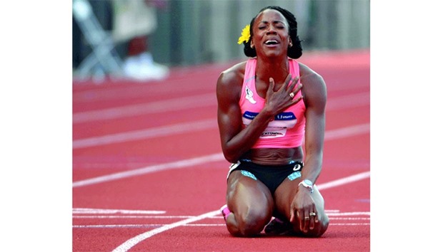 Alysia Montano reacts after falling in the womenu2019s 800m event during the 2016 US Olympic Team Trials at Hayward Field in Eugene, Oregon, on Monday. (USA TODAY Sports)