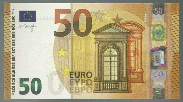 The new u20ac50 banknote presented at the European Central Bank (ECB) in Frankfurt am Main, western Germany.