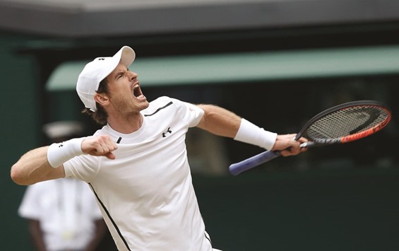 Great Britainu2019s Andy Murray celebrates a point during his match against Franceu2019s Jo-Wilfried Tsonga.