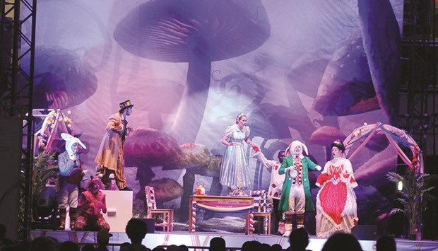 A scene from Alice in Wonderland, performed at City Center Doha yesterday as part of the Eid al-Fitr celebrations.  PICTURE: Shaji Kayamkulam