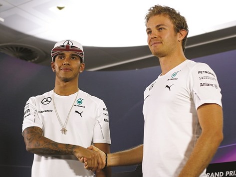 ALL'S WELL: Nico Rosberg (right) leads Mercedes teammate Lewis Hamilton by 11 points after nine of 21 races of the 2016 season.