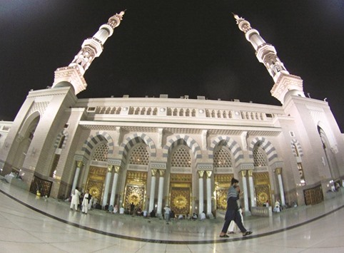 Al-Masjid al-Nabawi (The Prophetu2019s Mosque) in the holy city of Medina, Saudi Arabia.