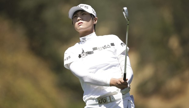 Park Sung Hyun of South Korea watches her tee shot on the 12th hole during the second round of the US Womenu2019s Open at the CordeValle Golf Club in San Martin, California. (Getty Images/AFP)