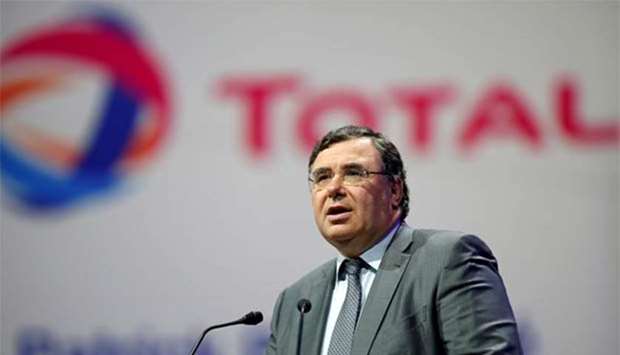 Patrick Pouyanne, Chief Executive Officer of Total, is seen speaking at a gas conference in Paris in June 2015 in this file picture.