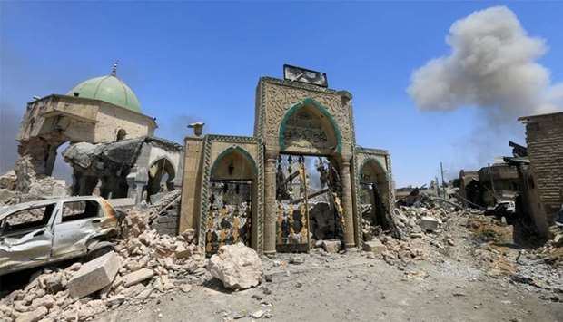 The ruined Grand al-Nuri Mosque