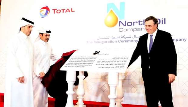 Prime Minister HE Sheikh Abdullah bin Nasser bin Khalifa al-Thani inaugurates NOC as al-Kaabi and Pouyanne look on