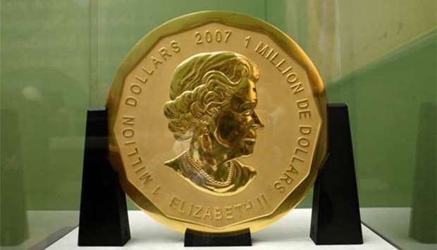 The gold coin 'Big Maple Leaf' is on display at Berlin's Bode Museum in this file picture.