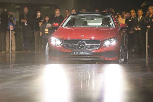 The Mercedes-Benz E-Class Coupe vehicle is unveiled during the 2017 North American International Auto Show in Detroit, Michigan, on January 9, 2017. The Daimler brand sold 1.14mn cars in the six months through June, 14% more than a year earlier, on soaring demand for its revamped E-Class sedan and trendy sport utility vehicles.