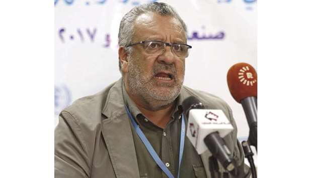 Nevio Zagaria, WHO country representative for Yemen, speaks during a press conference in Sanaa yesterday, about the cholera outbreak in the country.
