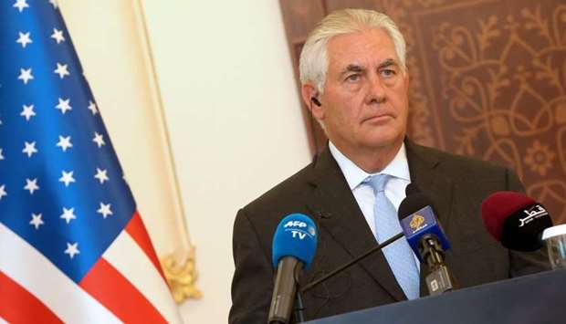 US Secretary of State Rex Tillerson looks on during a press conference in Doha.  July 11, 2017 file picture.