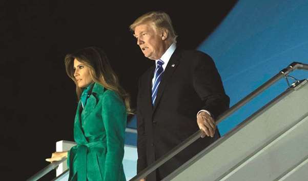 Flashback: US President Donald Trump and First Lady Melania Trump arrive on Air Force One at Warsaw Chopin Airport in Poland.