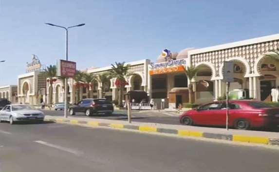 An image grab taken from an AFP TV video shows the road outside a hotel where a stabbing attack took place in the Red Sea Resort of Hurghada.