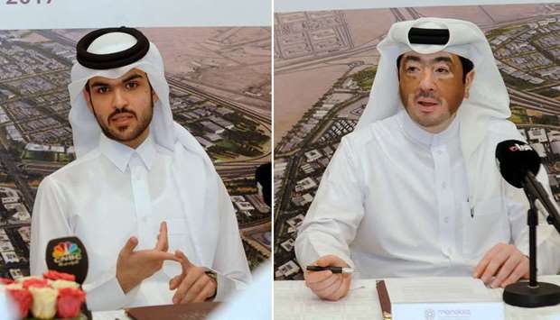 IBA Group CEO Hamad Mohamed Esmael al-Emadi (L), Manateq CEO Fahad Rashid al-Kaabi. PICTURES: Nasar TK