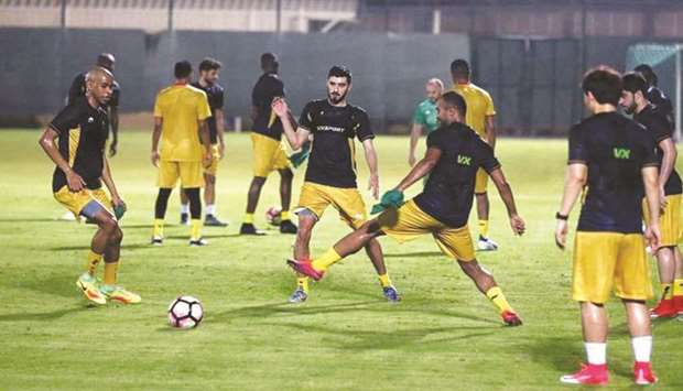 Al Duhail players train on Sunday evening as the newly-formed club prepare for their first ever Qatar Stars League campaign.