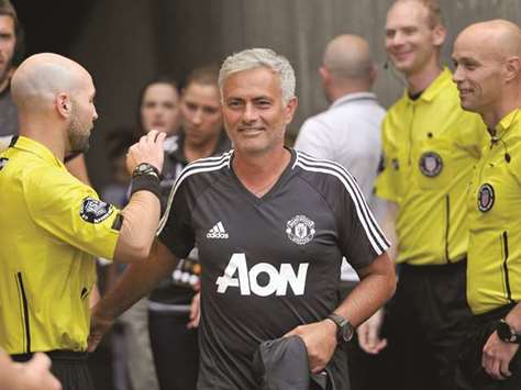 Head coach Jose Mourinho of Manchester United takes the field before their game against the Real Salt Lake during the International friendly game at Rio Tinto Stadium.