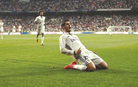 File picture of Alvaro Morata of Real Madrid celebrating after scoring during the La Liga match between Real Madrid CF and RC Celta de Vigo.