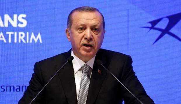 Turkish President Tayyip Erdogan speaks during a ceremony in Istanbul on Friday.